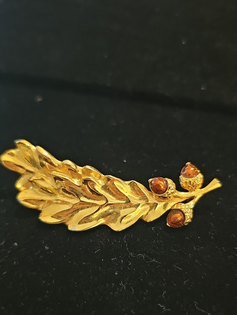 Gold Leaf Brooch with Amber Accents Anne Klein - Women Jewelry